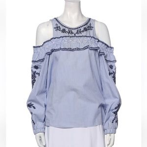 Parker size L blue and white cotton blouse.